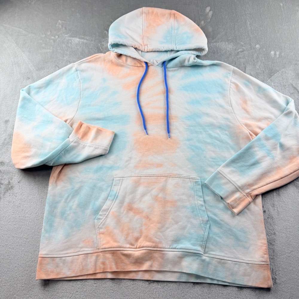 Cabana by Crown & Ivy Women's XL Tie Dye Hoodie Sweatshirt Peach Blue Pullover